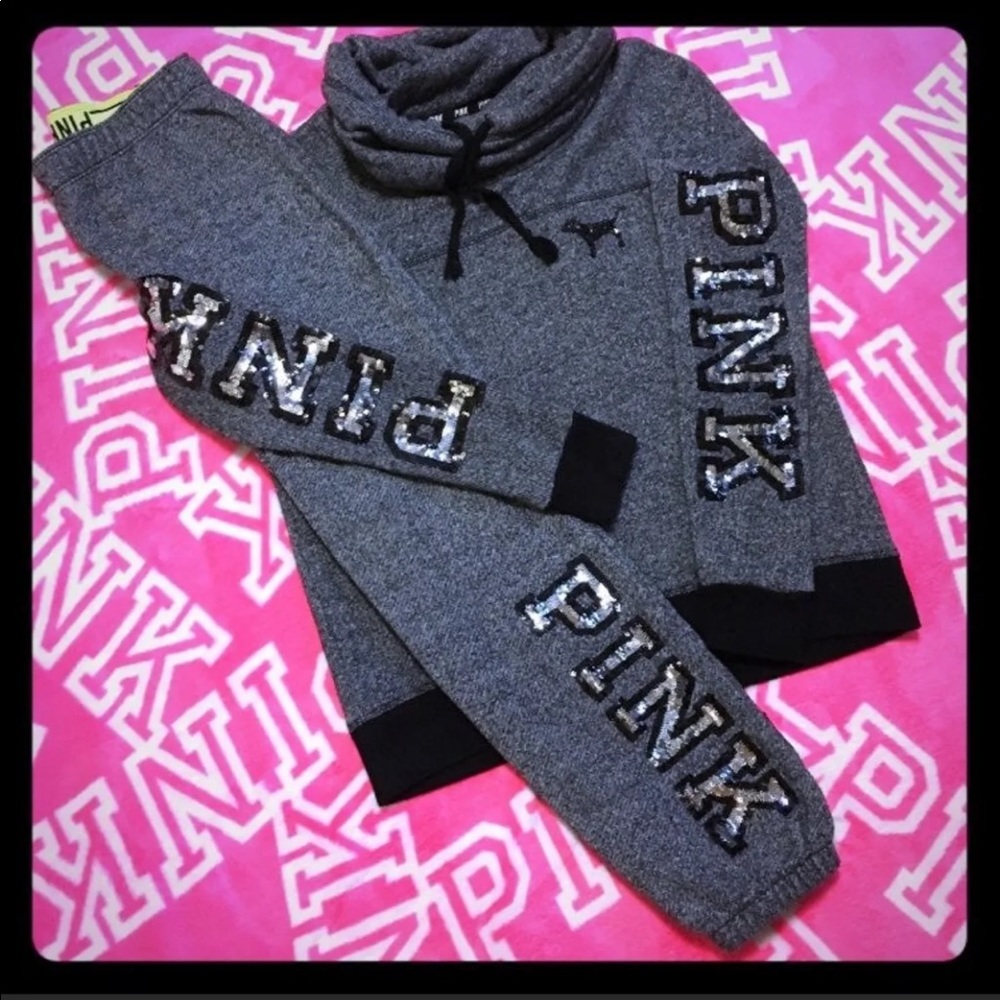 Pink Bling Marled Grey Set
